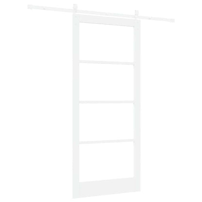 vidaXL Sliding Door White 93 x 211 cm Solid Pine Wood and Glass