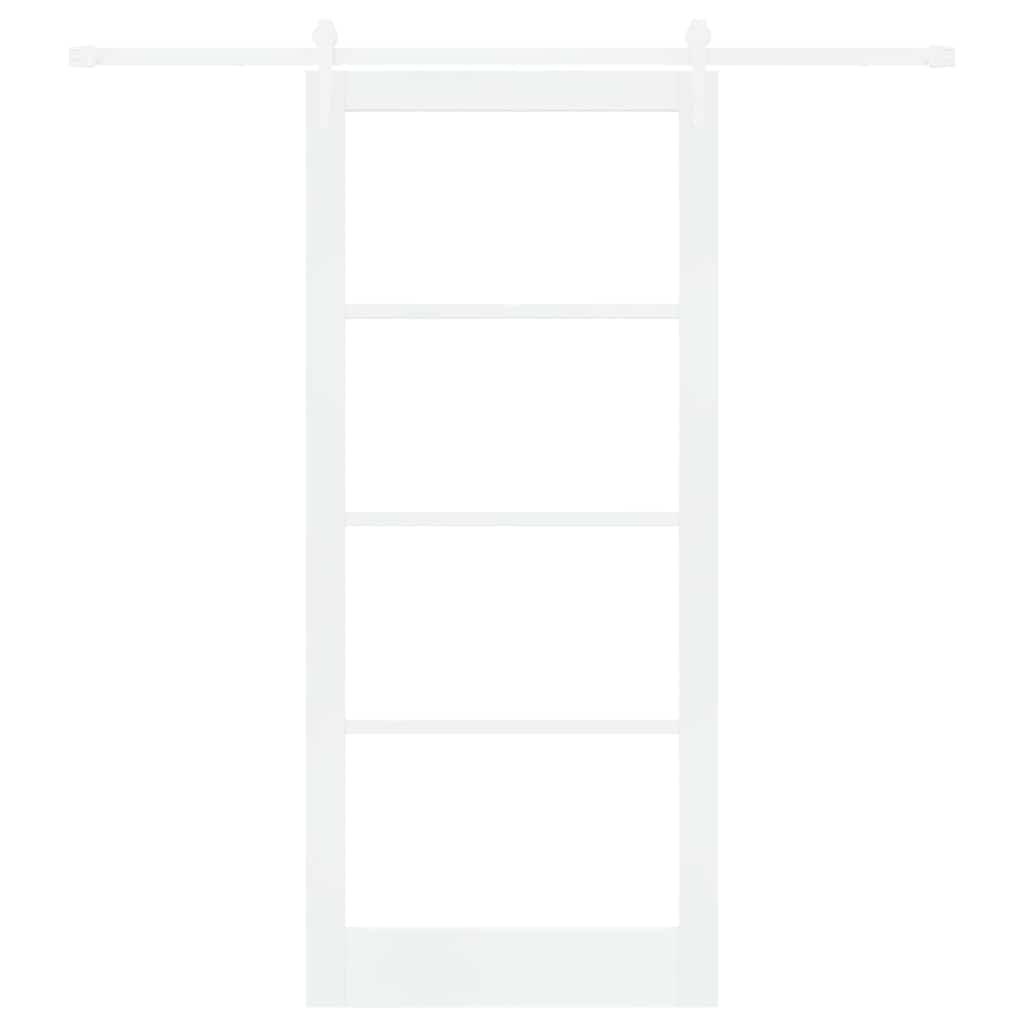 vidaXL Sliding Door White 93 x 211 cm Solid Pine Wood and Glass