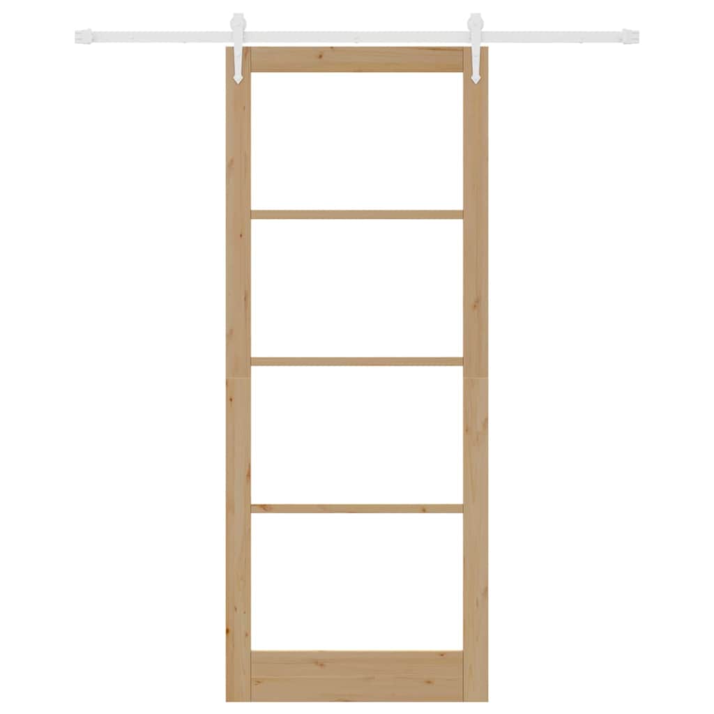 vidaXL Sliding Door Natural 93 x 232 cm Solid Pine Wood and Glass