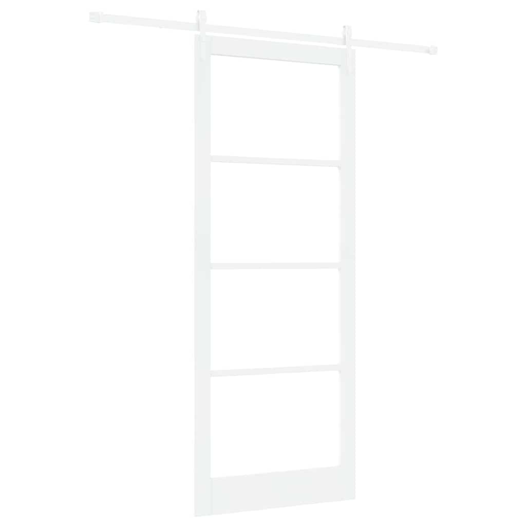 vidaXL Sliding Door White 93 x 232 cm Solid Pine Wood and Glass