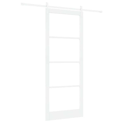 vidaXL Sliding Door White 93 x 232 cm Solid Pine Wood and Glass