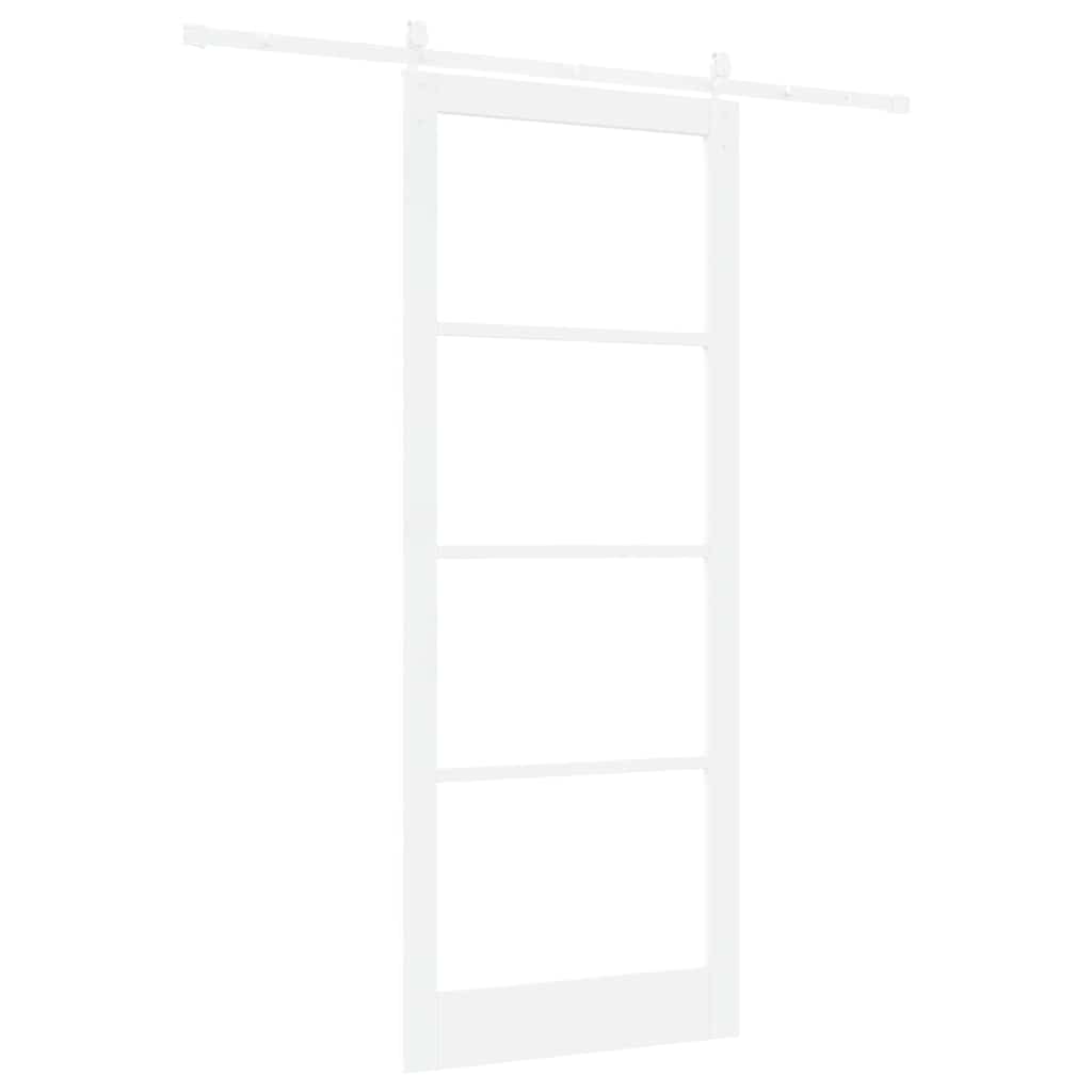 vidaXL Sliding Door White 93 x 232 cm Solid Pine Wood and Glass