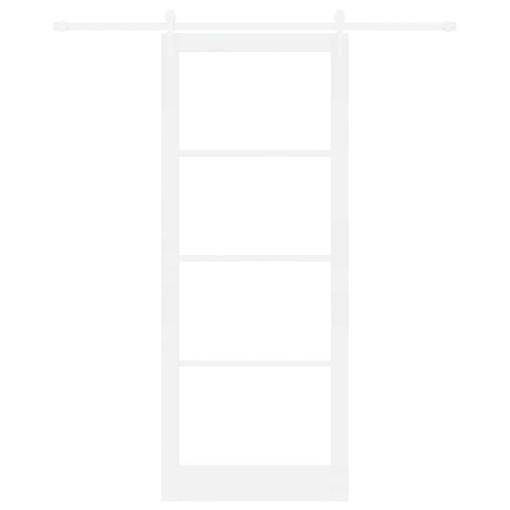 vidaXL Sliding Door White 93 x 232 cm Solid Pine Wood and Glass
