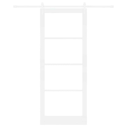 vidaXL Sliding Door White 93 x 232 cm Solid Pine Wood and Glass