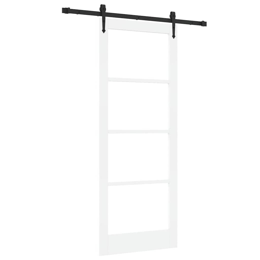 vidaXL Sliding Door ORKDAL White 83 x 211 cm Solid Pine Wood and Glass