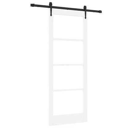 vidaXL Sliding Door ORKDAL White 83 x 211 cm Solid Pine Wood and Glass