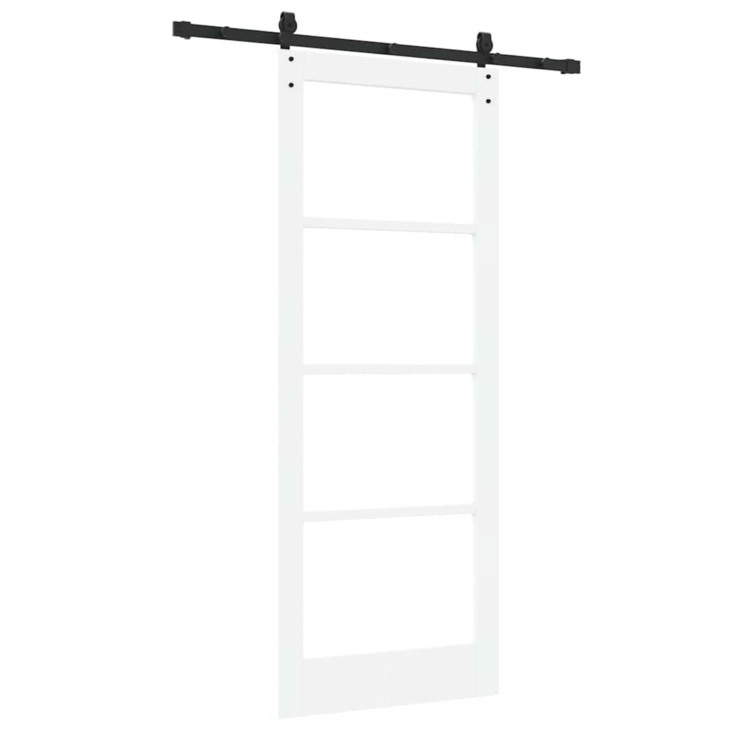 vidaXL Sliding Door ORKDAL White 83 x 211 cm Solid Pine Wood and Glass