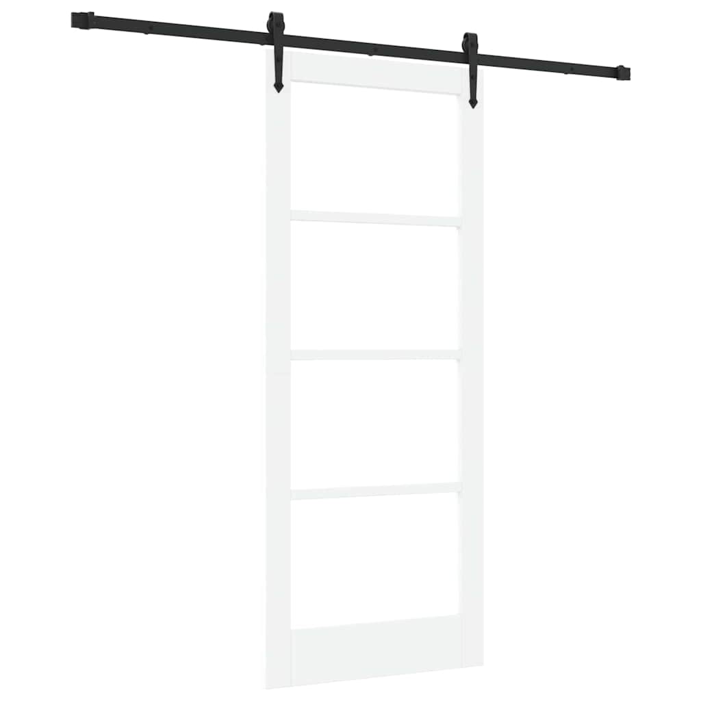 vidaXL Sliding Door ORKDAL White 83 x 202 cm Solid Pine Wood and Glass