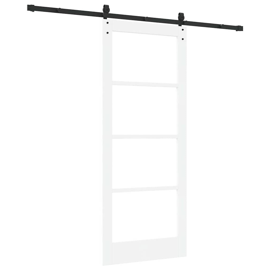 vidaXL Sliding Door ORKDAL White 83 x 202 cm Solid Pine Wood and Glass