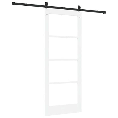 vidaXL Sliding Door ORKDAL White 83 x 202 cm Solid Pine Wood and Glass