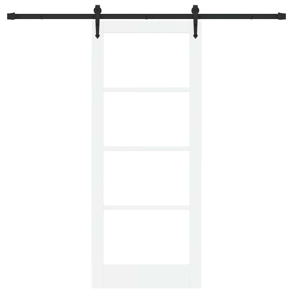 vidaXL Sliding Door ORKDAL White 83 x 202 cm Solid Pine Wood and Glass
