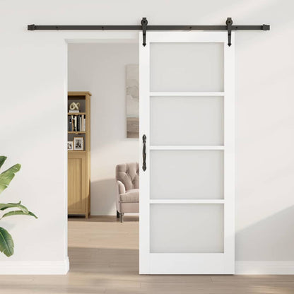 vidaXL Sliding Door ORKDAL White 83 x 211 cm Solid Pine Wood and Glass