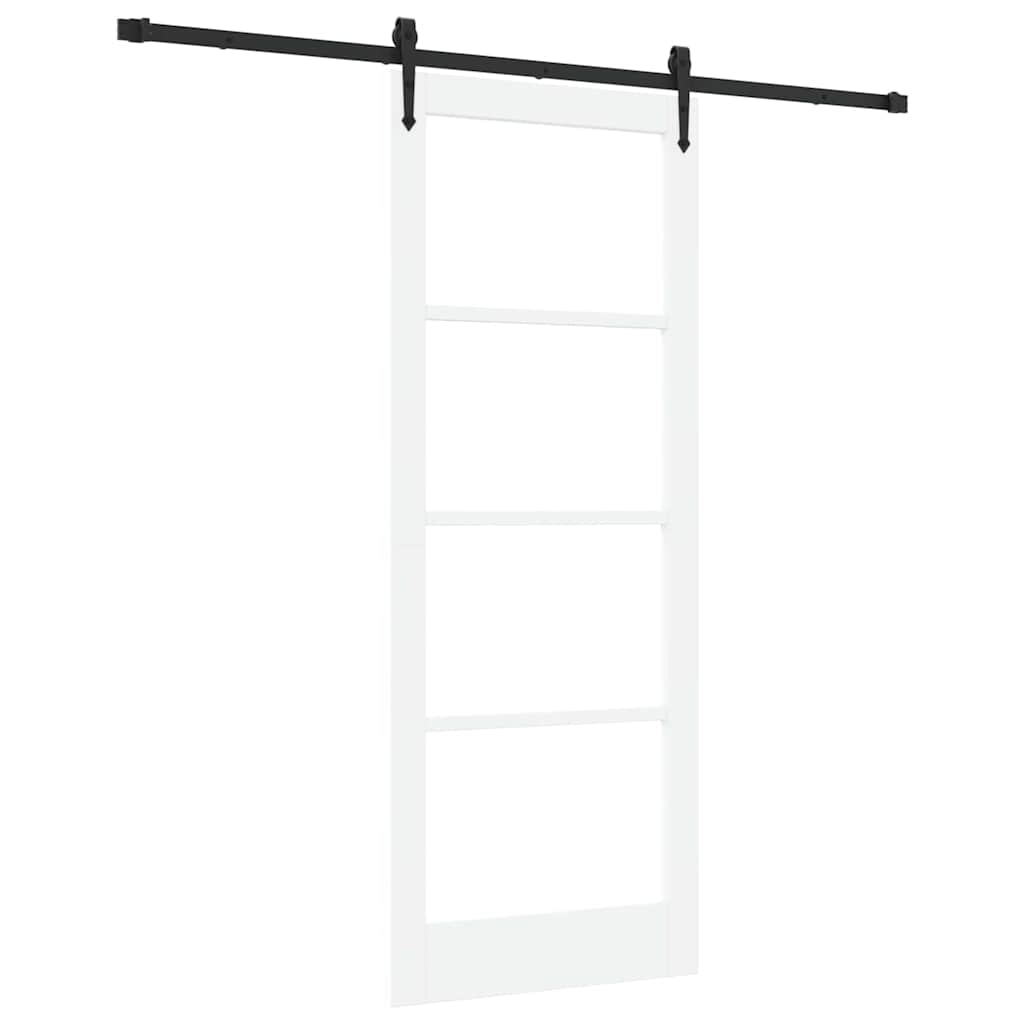 vidaXL Sliding Door ORKDAL White 83 x 211 cm Solid Pine Wood and Glass