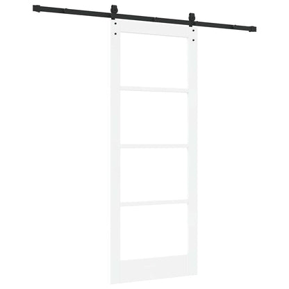 vidaXL Sliding Door ORKDAL White 83 x 211 cm Solid Pine Wood and Glass