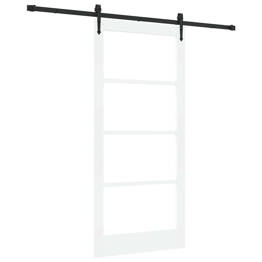 vidaXL Sliding Door ORKDAL White 93 x 202 cm Solid Pine Wood and Glass