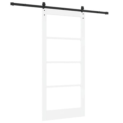 vidaXL Sliding Door ORKDAL White 93 x 202 cm Solid Pine Wood and Glass