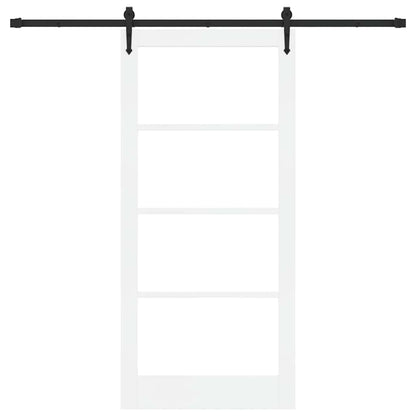 vidaXL Sliding Door ORKDAL White 93 x 202 cm Solid Pine Wood and Glass