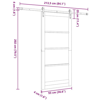 vidaXL Sliding Door ORKDAL White 93 x 202 cm Solid Pine Wood and Glass