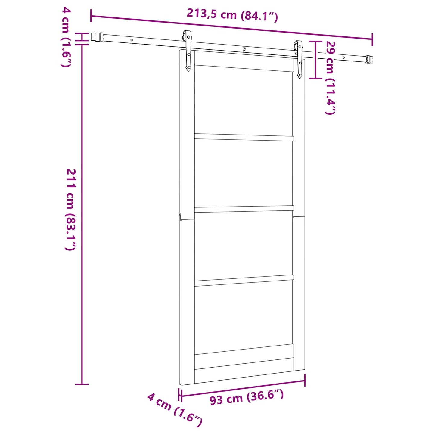 vidaXL Sliding Door ORKDAL Natural 93 x 211 cm