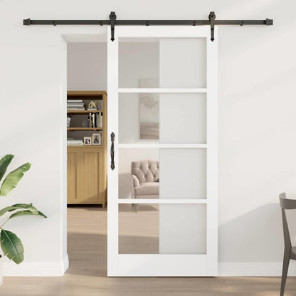 vidaXL Sliding Door ORKDAL White 93 x 211 cm Solid Pine Wood and Glass