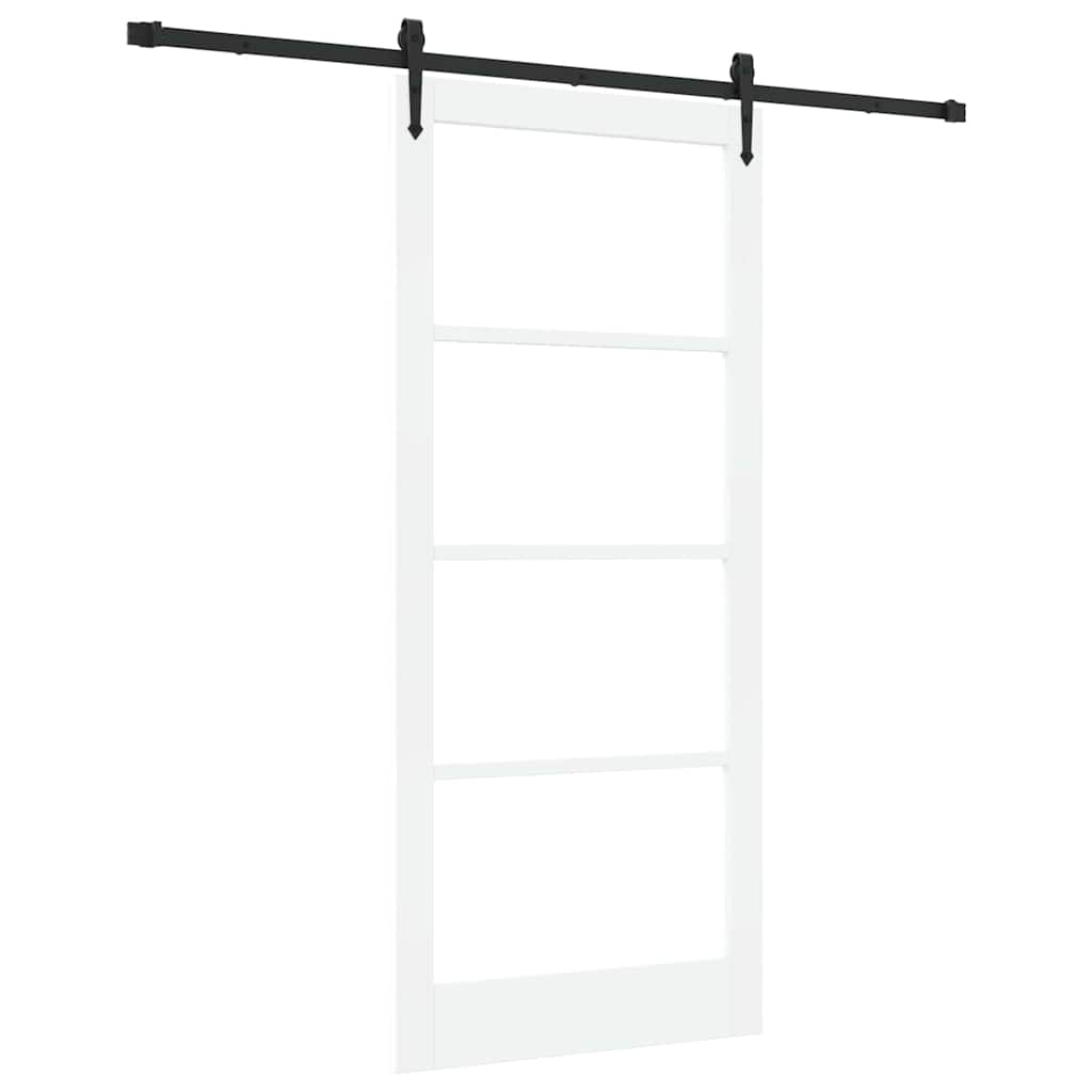vidaXL Sliding Door ORKDAL White 93 x 211 cm Solid Pine Wood and Glass