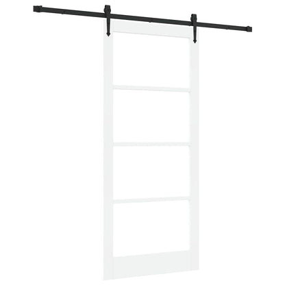 vidaXL Sliding Door ORKDAL White 93 x 211 cm Solid Pine Wood and Glass