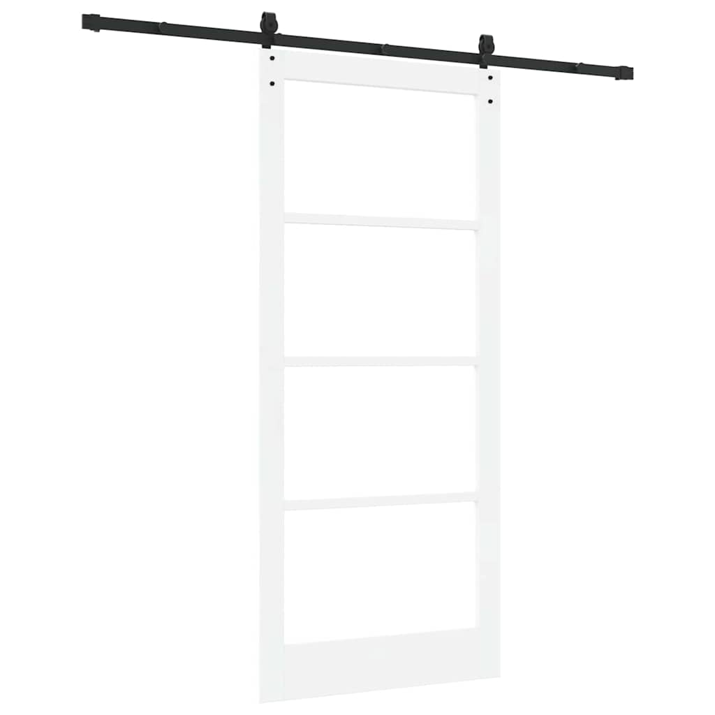 vidaXL Sliding Door ORKDAL White 93 x 211 cm Solid Pine Wood and Glass