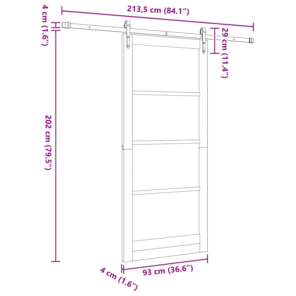vidaXL Sliding Door ORKDAL White 93 x 211 cm Solid Pine Wood and Glass