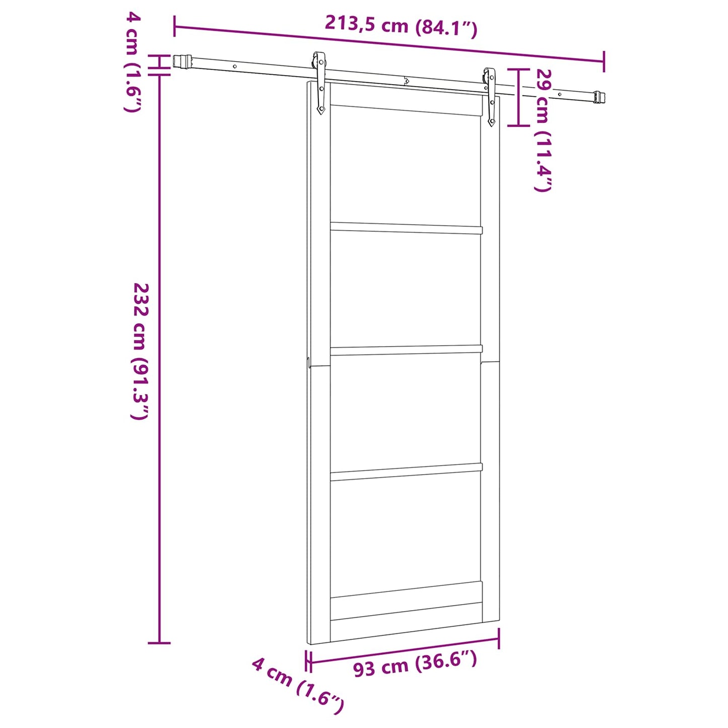 vidaXL Sliding Door ORKDAL Natural 93 x 232 cm