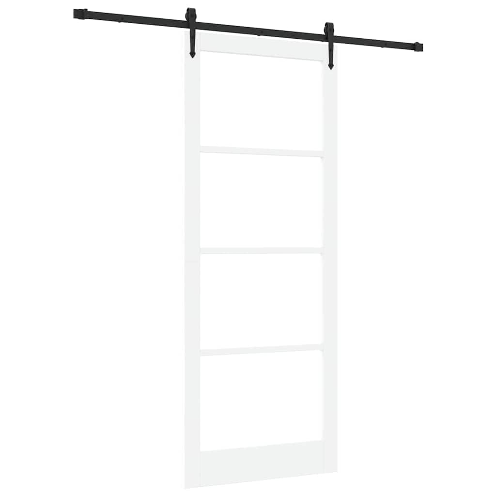 vidaXL Sliding Door ORKDAL White 93 x 232 cm Solid Pine Wood and Glass