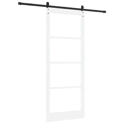 vidaXL Sliding Door ORKDAL White 93 x 232 cm Solid Pine Wood and Glass
