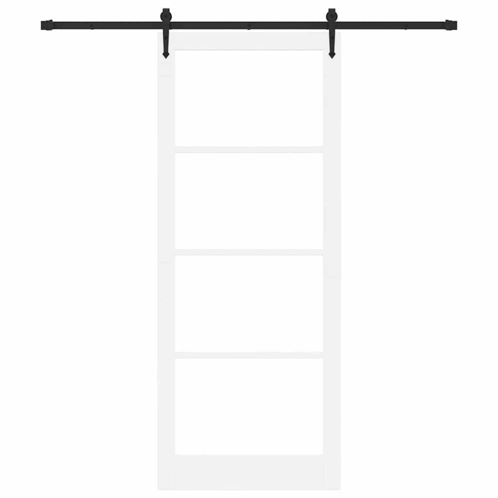 vidaXL Sliding Door ORKDAL White 93 x 232 cm Solid Pine Wood and Glass