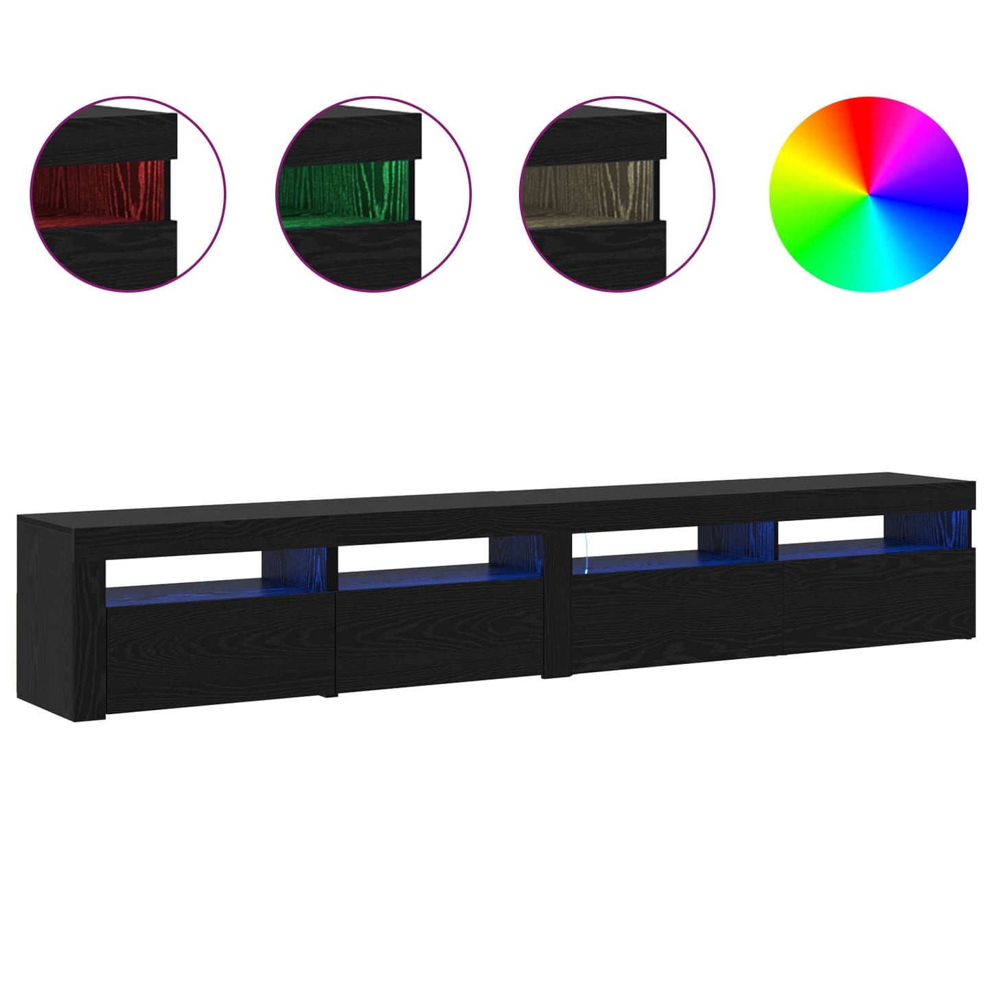 vidaXL TV Cabinet 2 pcs Black Oak 240 x 35 x 40 cm Engineered Wood