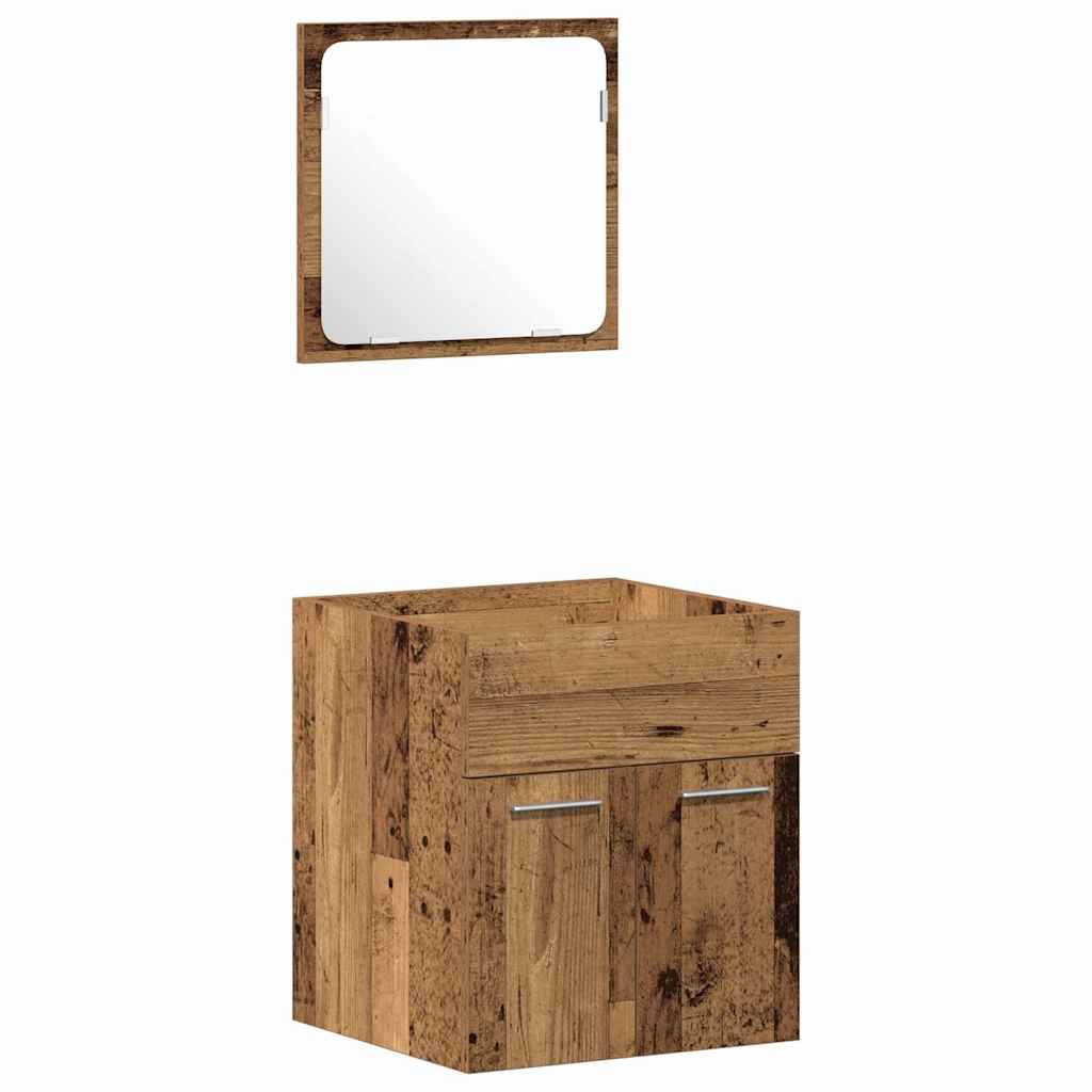 vidaXL Bathroom Furniture Set with Door 4 pcs Old Wood Engineered Wood