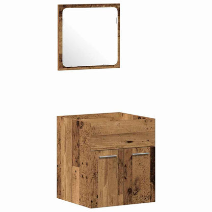 vidaXL Bathroom Furniture Set with Door 4 pcs Old Wood Engineered Wood