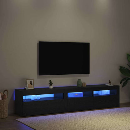 vidaXL TV Cabinet 2 pcs Black Oak 195 x 35 x 40 cm Engineered Wood