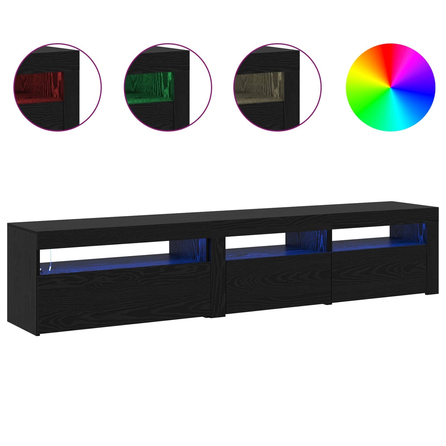 vidaXL TV Cabinet 2 pcs Black Oak 195 x 35 x 40 cm Engineered Wood