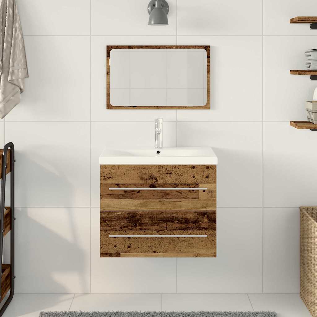vidaXL Bathroom Sink Cabinet with Drawer Wall-mounted 2 pcs Old Wood