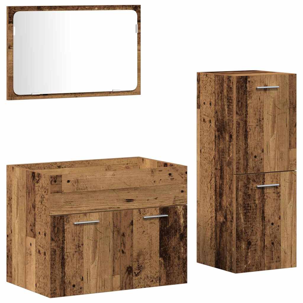 vidaXL Bathroom Furniture Set 3 pcs Old Wood Engineered Wood