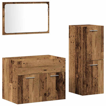 vidaXL Bathroom Furniture Set 3 pcs Old Wood Engineered Wood