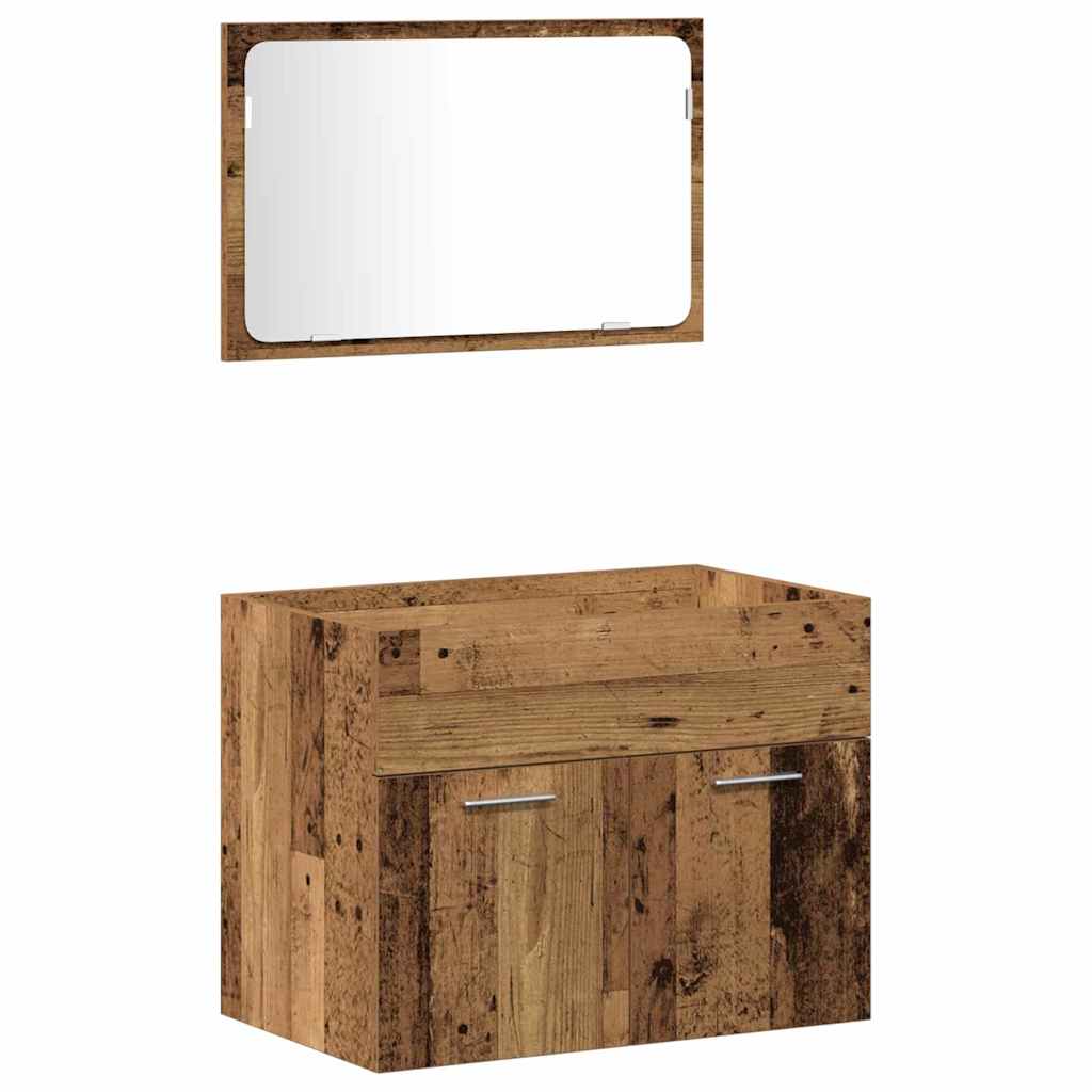 vidaXL Bathroom Furniture Set 3 pcs Old Wood Engineered Wood