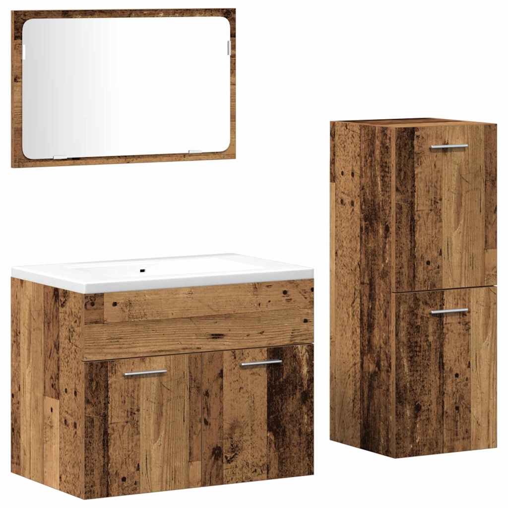 vidaXL Bathroom Furniture Set 3 pcs Old Wood Engineered Wood
