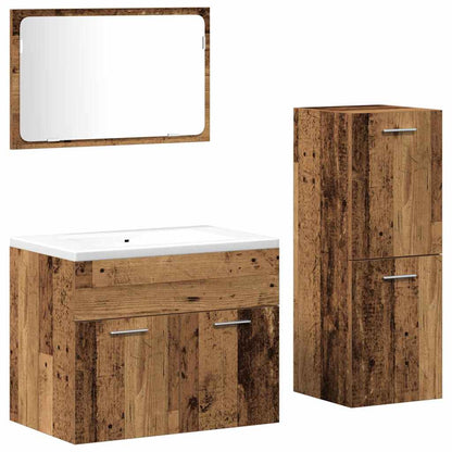 vidaXL Bathroom Furniture Set 3 pcs Old Wood Engineered Wood
