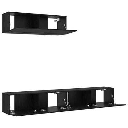 vidaXL TV Cabinet Set Wall-mounted 3 pcs Black Oak Engineered Wood