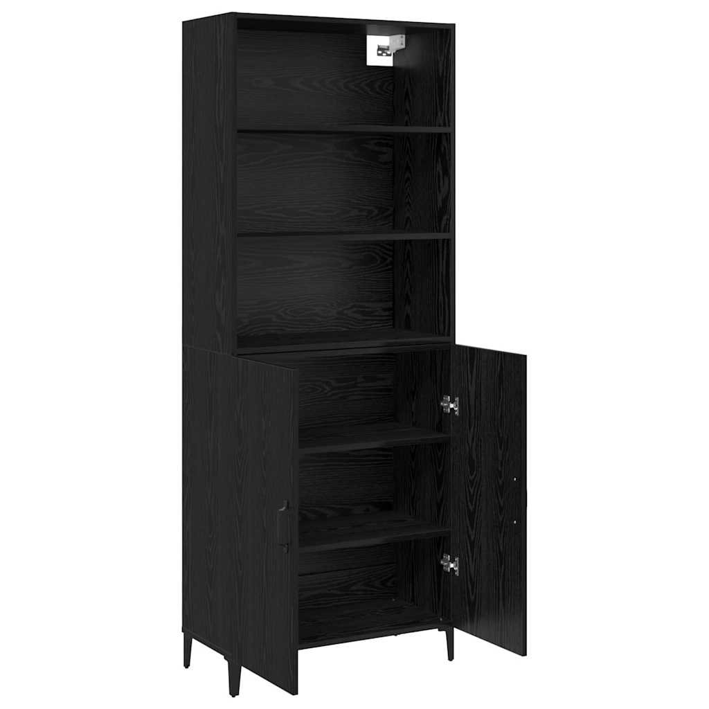 vidaXL Highboard Black Oak 69.5 x 32.5 x 180 cm Engineered Wood