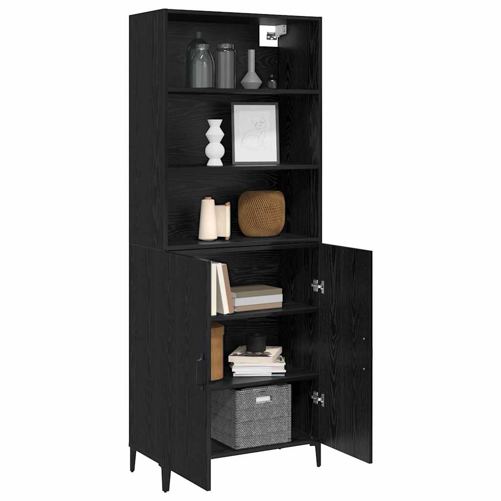 vidaXL Highboard Black Oak 69.5 x 32.5 x 180 cm Engineered Wood