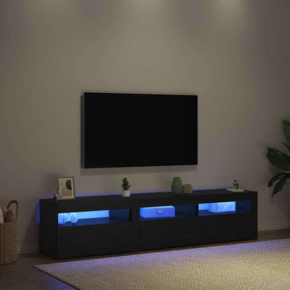 vidaXL TV Cabinet 2 pcs Black Oak 180 x 35 x 40 cm Engineered Wood