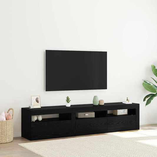 vidaXL TV Cabinet 2 pcs Black Oak Engineered Wood