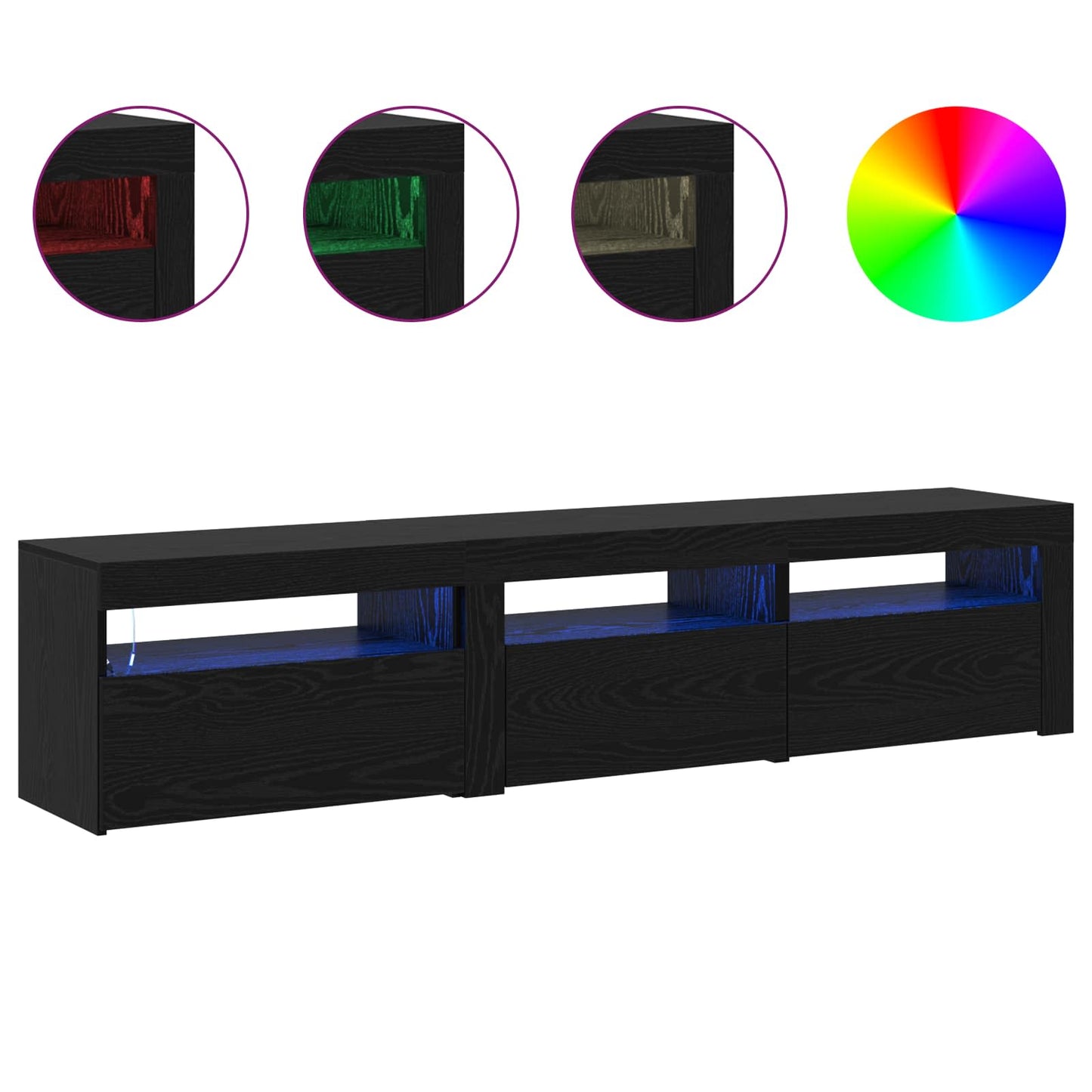 vidaXL TV Cabinet 2 pcs Black Oak 180 x 35 x 40 cm Engineered Wood