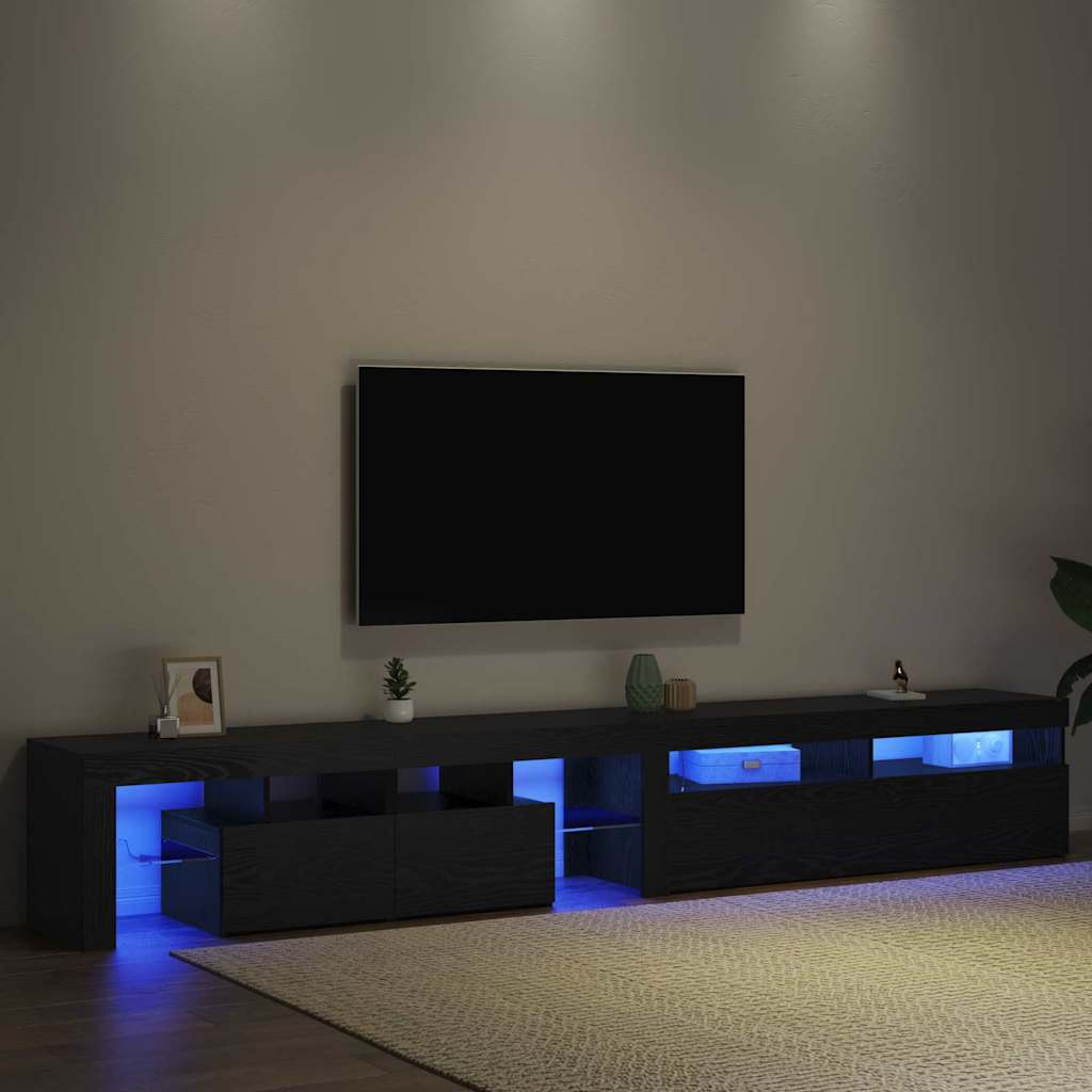 vidaXL TV Cabinet 2 pcs Black Oak 260 x 37 x 40 cm Engineered Wood